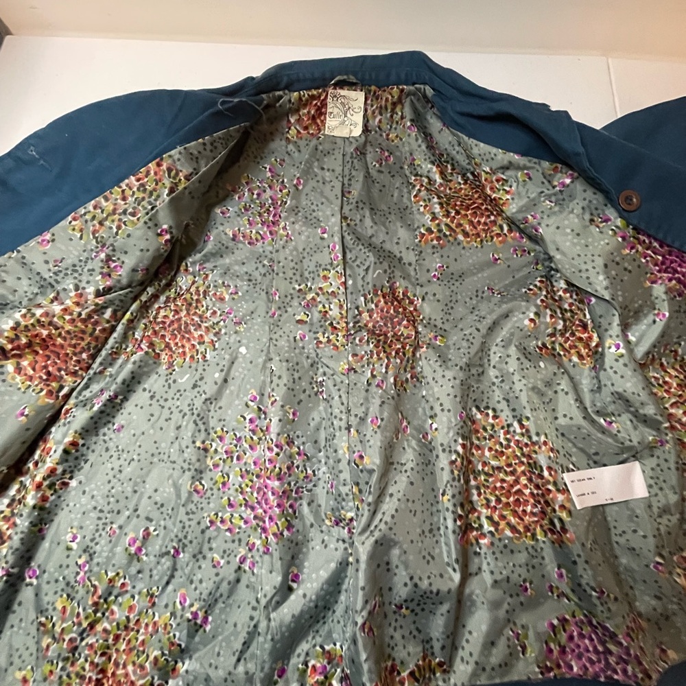COPY - Anthropologie Tulle 100% cotton pea coat blue jacket large - Picture 4 of 7